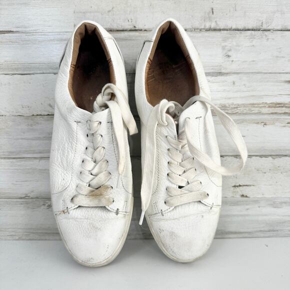 Frye Shoes Womens Leather Sneakers White Casual Low Top Lace Up Gates Size 8 - Picture 4 of 4